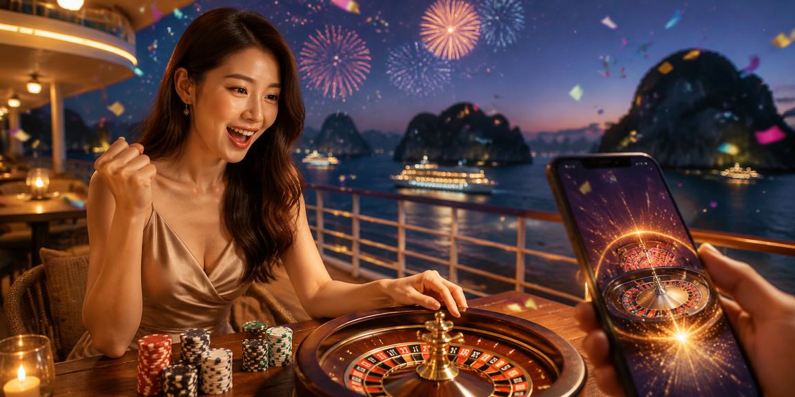 Người chơi Roulette nhâm nhi cà phê bên vịnh Hạ Long